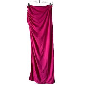 Area Stars Nikki Ruched Slit Maxi Fuchsia Skirt Size L